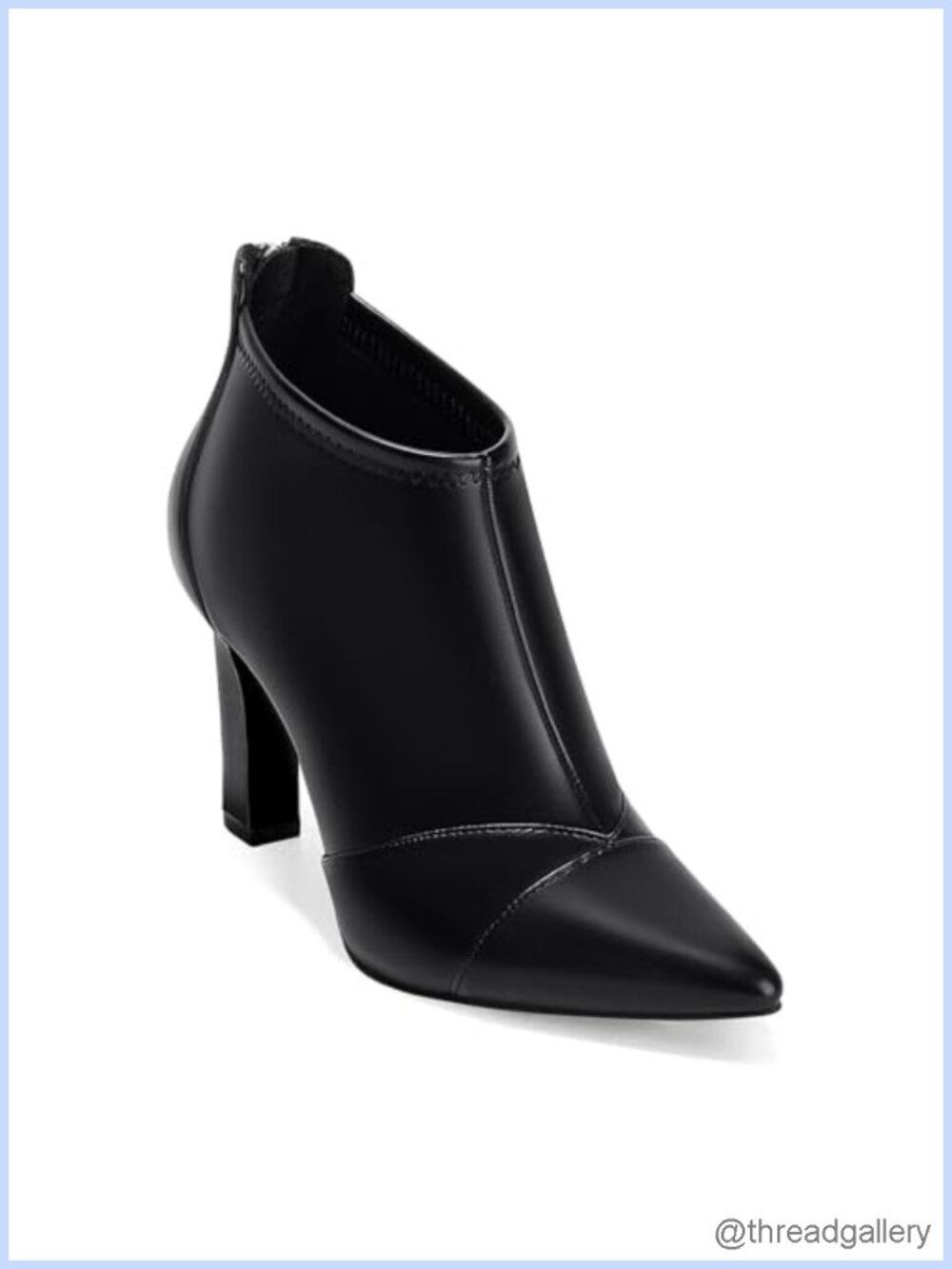 Pointed Toe Stiletto High Heel Ankle Booties with Back Zipper